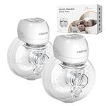 KISSBOBO Wearable Breast Pump, Plainless Electric Hands Free Breast Pump, 2 Modes & 9 Levels with LCD Display, Low Noise Rechargeable Wireless Protable Breast Pump with 21mm/24mm Flanges (White 2PCS)