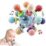 Anzimo Baby Sensory Teething Toys - Baby Teethers Montessori Toys - Gifts for Infant Newborn Boys Girls 0 3 6 9 12 18 Months 1 One Year Old - Baby Rattle Chew Toys - Toddler Educational Learning Toys