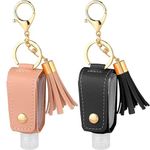 Yoljun 2PCS Travel Bottles Keychain with Leather Cover, Hand Sanitiser Travel Bottle Leakproof Refillable Travel Bottles Squeeze Plastic Bottles for Travel Outdoor Activities School