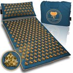 CALM ELEPHANT ORIGINAL MANDALA PRO ECO Intensive Acupressure Mat 3-Piece XL Set with Neck and Lumbar Pillows, Foot Mat, Bag – Heating Function, Complete Massage for Pain and Stress Relief - Blue