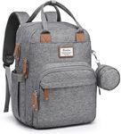 RUVALINO Nappy Changing Backpack, Multifunction Baby Diaper Bag Travel Back Pack with Changing Mat for Mom and Dad (Grey)