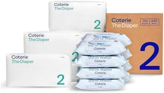 Coterie Baby Wipes + Diapers Kit, Size 2 Diapers (186 Count) & 8 Pack (448 Count) Baby Wipes with 99% Water, Plant Based Materials, Hypoallergenic for Sensitive Skin, Baby Essentials