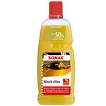 SONAX Wash+Wax 1 ltr | Dual Action Car Shampoo Cleaner & Protector | Cleans & Shields Paintwork Natural Carnauba Wax | Long-Lasting Shine & Protection | Highly Concentrated Formula | Art.No. 03133410
