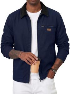 JMIERR Mens Cotton Canvas Quilted Lined Ribbed Collar Work Jacket Size 3XL