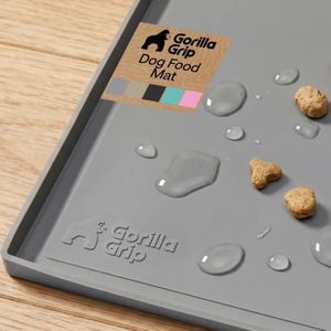 GORILLA GRIP Waterproof Dog Food Mat, Pet Feeding Placemat, 28x18 Gray