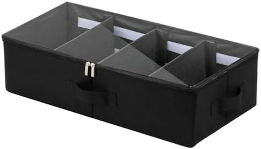 Clear Window Under Bed Shoe Storage Foldable Bed Bottom Sneaker Organizer Underbed Store Container Adjustable Divider (Black,58 * 31 * 15cm)
