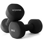 Dumbbells Set Weights by KG Physio - Neoprene-Coated Dumbbells, Sweat-Resistant Dumbellsweights Set with Anti-Roll Technology, Dumbbell Set with Exercise Poster, 1-10kg Dumbbells Pair