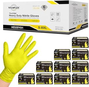 TitanFlex Heavy Duty Nitrile Gloves, 6 Mil Yellow Raised Diamond Texture, Mechanic Disposable Gloves, Latex Free