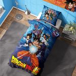 Dragonball Super Duvet Cover - Goku Kamehameha Design - Official Reversible Bedding Set - Single Duvet Cover and Pillowcase Set