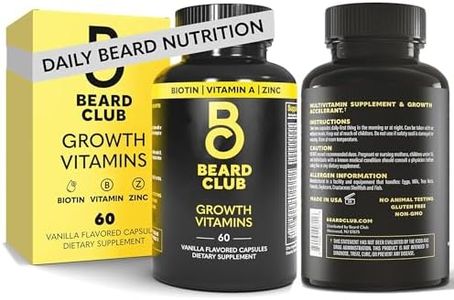 The Beard Club - Biotin Beard Growth Vitamins - Support A Thicker Fuller Beard, Fill in Patches - Minerals & Multi-Vitamins Help Support and Stimulate Healthier Facial Hair Growth