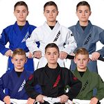 Kids BJJ GI, Elite Sports Youth IBJJF Children’s Brazilian Jiujitsu Gi kimono W/Preshrunk Fabric & Free Belt (See Special Sizing Guide) (Premium Gray, C2)