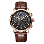 Watches for Men with Analog Quartz Movement Waterproof Leather Strap Round Mini Dial Luminous Pointer Casual Men's Wrist Watches Brown