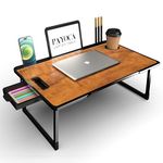 PAYOCA Laptop Bed Tray Table, Laptop Desk for Bed,Foldable Lap Desk Stand Notebook Desk Adjustable Laptop Table for Bed Portable Notebook Bed Tray Lap Tablet with Cup Holder (B-COTTED* Wood)