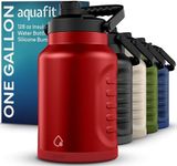 AQUAFIT 1 Gallon Water Bottle Insulated (Cold for 48 Hrs) - BPA Free & Leak Proof - 128oz Stainless Steel Water Jug - Big Water Bottle with Handle for Gym, Hiking, Camping & Travel (Hydrant Red)