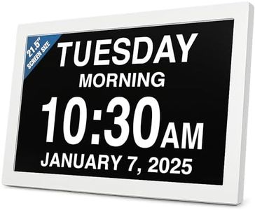 American Lifetime New 2025 Dementia Clock Large Digital Clock for Seniors, Digital Calendar Large Display, Custom Alarms, Clock with Day & Date for Elderly 21.5 Inches White