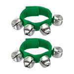 PATIKIL 2pcs Wrist Bells, Jingle Bells Ankle Bells Wrist Bells Bracelet Percussion Instruments Musical Rhythm Band 4 Silver Bells for Party Christmas, Green