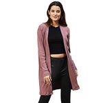 Rigo Cotton Front Open Shrug for Women | Stylish, Slim Fit, Long Shrug for Women | Casual Wear, Solid Full Sleeves Shrug with Pockets (Purple, Free Size)