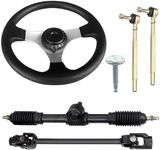 Julymoda Go-Kart Steering Wheel Kit, 300mm Steering Wheel 320mm Gear Rack Pinion Adjustable Shaft Set,Assembly Replacement for Go Kart Go Cart ATV UTV 110cc 125cc 140cc 150cc