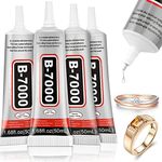 Jollidecor 4 PCS 50ML B7000 Crafts Glue Super Adhesive, Multipurpose B-7000 Rhinestones Bonding Glue Flexible Clear Glue for DIY Jewelry Beads Fabric Cloth Nail Art Shoes Screen Repair