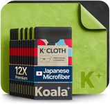Koala Lens Cleaning Cloth | Japanese Microfiber | Glasses Cleaning Cloths | Eyeglass Lens Cleaner | Eyeglasses, Camera Lens, VR/AR Headset, and Screen Cleaning | Black & Green (Pack of 12)