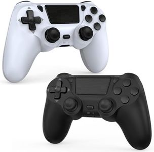 NBXEW 2 Pack Wireless Controller for PS4/Slim/Pro - Hyper-Sensitive 360° Sticks, Pressure Buttons, Ergonomic Comfort Grip, Dual Vibration, 20+ Hour Battery, Includes 2 USB-C Cables, Black & White