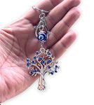 BLUE BEADS Tree Shape Pendant with Blue Evil Eye Keychain Crystal alloy Keyring for Diwali Gift item for Men and Women (Pack of 1)