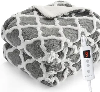 CAROMIO Heated Throw Blanket Electric Blanket, Sherpa Tufted Heating Lap Blankets with 6 Heating Levels and 8 Time Models, Soft Thicken Heat Throws for Adults with UL Certification, Grey, 50"× 60"