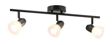 XiNBEi Lighting Track Light, 3 Light Kitchen Ceiling Light with Glass, Modern Black Track Bar Lighting XB-TR1237-3-MB