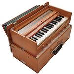 Ultra-Portable Harmonium BINA 23B Folding Safari 3 1/4 Octaves 6 Stops Classic Wood Color, Coupler, Nylon Bag, Indian Musical Instrument, Kirtan A440Hz