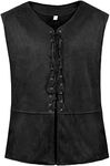 jutrisujo Pirate Vest Viking Costume Men Medieval Retro Renaissance Gothic Victorian Halloween Vintage Waistcoat Black M