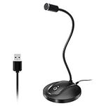 JOUNIVO USB Microphone, 360 Degree Adjustable Gooseneck Design, Mute Button & LED Indicator, Noise-Canceling Technology, Plug & Play, Compatible with Windows & MacOS
