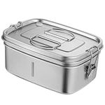 Stainless Steel Lunch Boxes, 1500ml(1200ml+300ml) 2-Tier Large Capacity Bento Box for Adults & Kids with Secure Locks & Food Divider, Crack-Resistant Portable Lunch Container