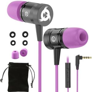 KLIM Fusion Ecouteurs Haute Qualité Audio - Nouveauté 2024 - Durables - Garantis 5 Ans - Innovant - Ecouteur Intra-auriculaire avec Mousse à Mémoire de Forme et Microphone - Prise Jack 3,5mm - Violet