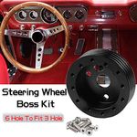 RULLINE 1 inches Hub Compatible with 6 Hole Steering Wheel to Fit Grant APC 3 Hole Adapter Boss Kit Black