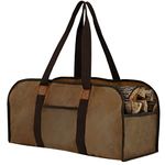 JIELISI Large Firewood Carrier Waxed Canvas Log Carrier Tote Waterproof Wood Log Carrier with Handles Durable Heavy Duty Firewood Bag for Carrying Wood Indoors & Outdoor, Camping & BBQ (Brown)