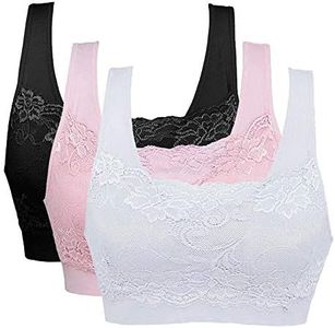 Vertvie Sexy Soutien-Gorge de Sport Dentelle Bra Push Up Lingerie Femme Brassière sans Armature Bra Bandeau pour Yoga Fitness Entraînement(EU3XL/Tag4XL,Noir+Rose+Blanc)