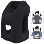 AIEKOO Travel Pillow Inflatable Airplane Neck Pillow Portable Neck and Head Support Pillow for Sleeping on Airplanes, Trains, Cars and Office Napping Use Black