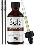 Castor Oil Organic Cold Pressed - Eyelash & Eyebrow Growth Oil 100% Pure USDA Certified 60ml - 2 Oz for Hair, Beard, Eyelashes and Eyebrows - Includes a Set of Brushes and Eyeliner Applicators kit