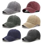 Funshow 6 Pack Washed Baseball Cap Distressed Cotton Dad Hat for Men Women Black