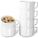 DELLING 6 Pack Soup Mugs with Handle, 28 Ounces Large Ceramic Soup Cups, White Soup Bowls for Salad, Ramen, Cereals, Stews, Oatmeals, Chilli, Microwave & Dishwasher Safe