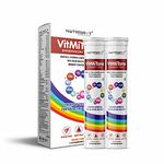 NUTRISROT VitMiTone MultiVitamin Effervescent Tablets with Vitamins A, B1, B2, B3, B5, B6, Biotin, Folate, B12, C, D3, K2-7 | Minerals like Calcium, Magnesium, Iron & Zinc | Antioxidants, Immunity Booster & Brain Health Blend in Orange Flavour (40 tablets)