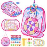 Corrit Girls Toys age 3-10, Kids Dart Board Games Set Unicorn Gifts for Girls, Garden Games Indoor Outdoor Toys for 3-12 Year Old Girl Birthday Presents, Bean Bag Toss Cornhole Game Party Supplies