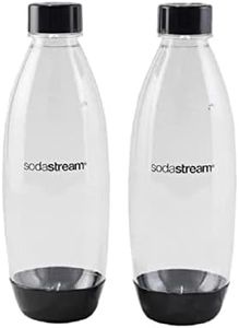 SodaStream 1 Litre Slim Reusable Dishwasher Safe Water Bottles Pack of 2 for Spirit, Terra, Art and Source Sparkling Water Makers for SodaStream Flavours - 2x 1 Litre Water, Black