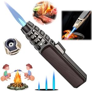 zmiao Portable Brightfire, Turbine Jet Bright Fire Lighter, Windproof Straight Torch Blue Flame Lighter, Wind Resistant Bright Fire Lighter, Torch lighters Butane refillable for Men (Black)