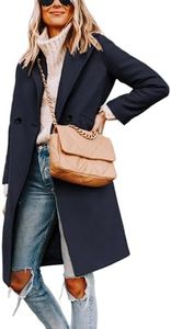 Hooever Women's Winter Wool Coat Casual Notch Lapel Single-Breasted Peacoat(1NavyBlue-S)