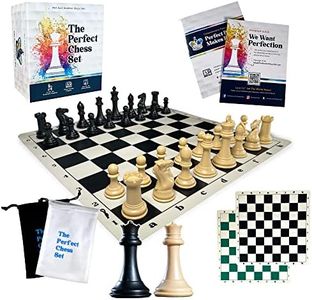 The Perfect Chess Set, Tournament Chess Set with Two 20” x 20” Foldable Silicone Boards and Quadruple Weighted Staunton Pieces, Carry Box and Bags, Classic XL Super Heavyweight Edition