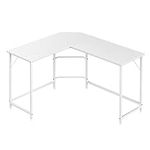 Requena L-Shaped Corner Desk, Computer Desk, Workstation for Home Office Study, Easy to Assemble and Space saving (DK013 White-White)