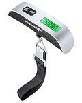 Digital Luggage Scale, Fosmon, Stainless Steel, Backlight, LCD Display, Digital Hanging Luggage Weight Scale, Up to 50 Kilograms with Tare Function - Silver