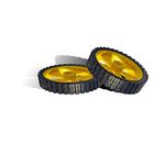 iEI Toy Car Yellow Black color 45mm Rubber wheel Tire for Dc BO Robot Motor Science project.(BO TIRE BLACK YELLOW WHEEL 2 Pcs)