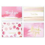 Hallmark Thank You Cards Assortment, Pink and Gold Watercolor (40 Thank You Notes with Envelopes for Wedding, Bridal Shower, Baby Shower, Business, Graduation)